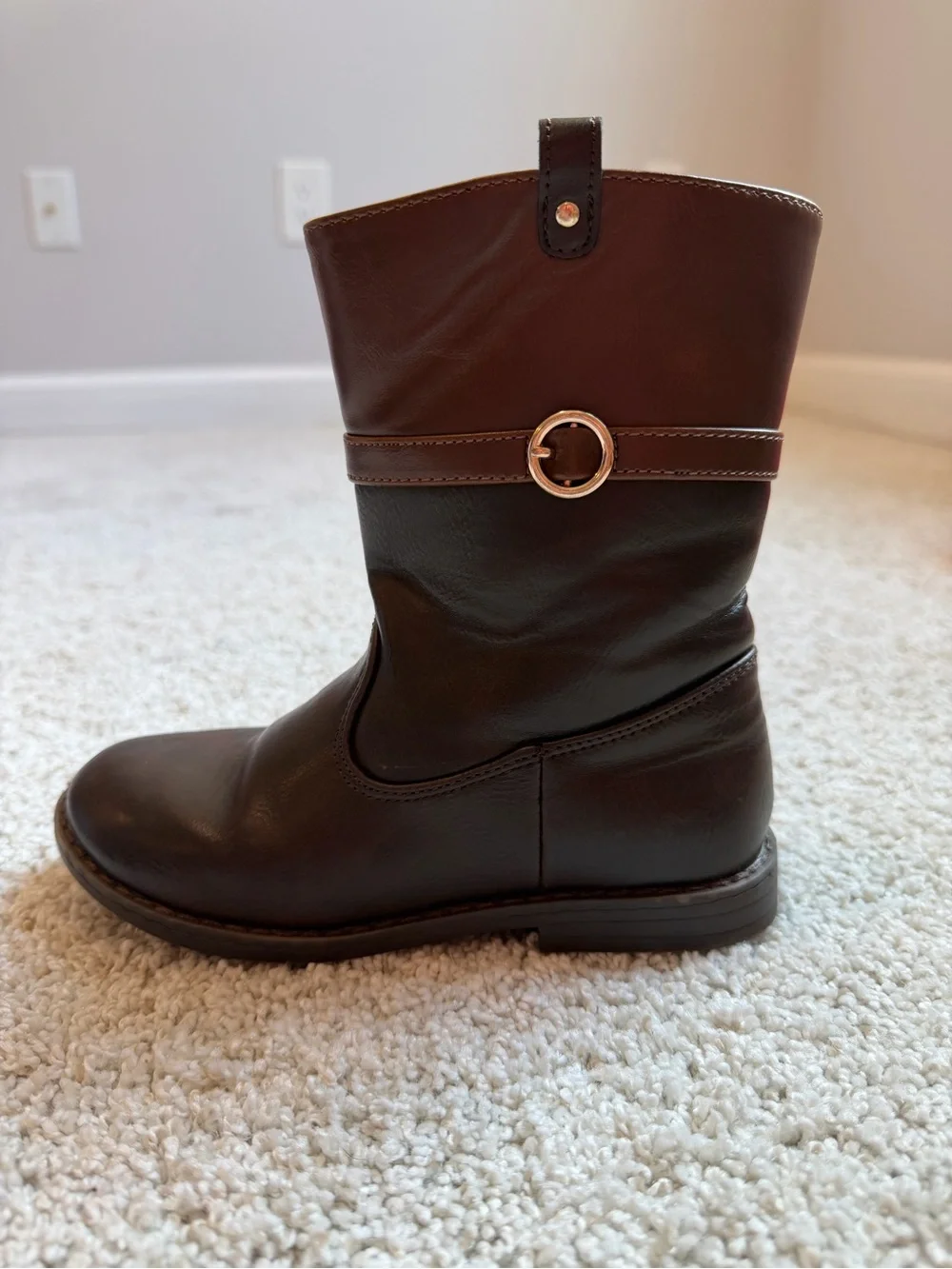 Gymboree Dark Brown Girls Pull-On Mid-Calf Boots with Buckle